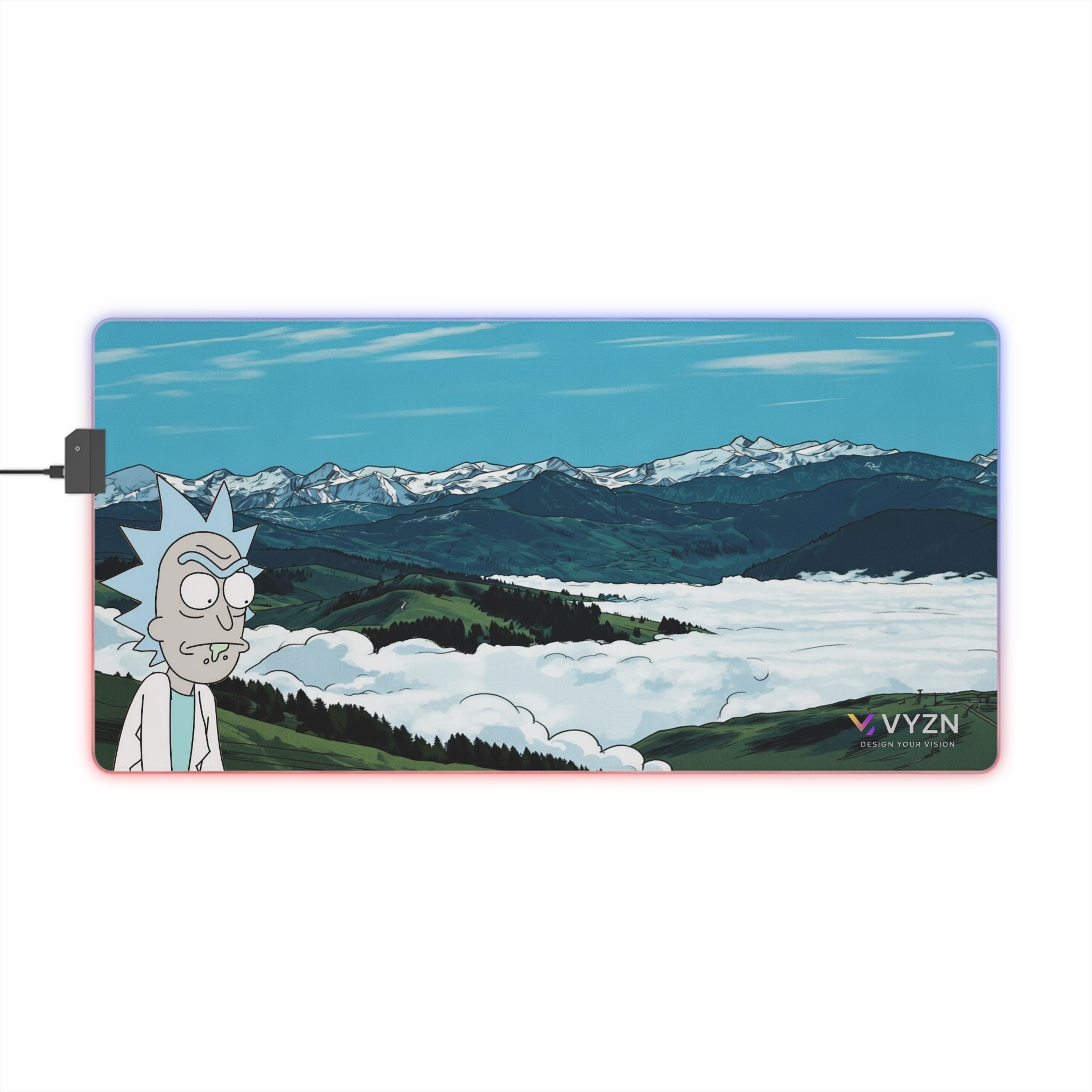 VYZN Design LED Gaming Mouse Pad Black and White
