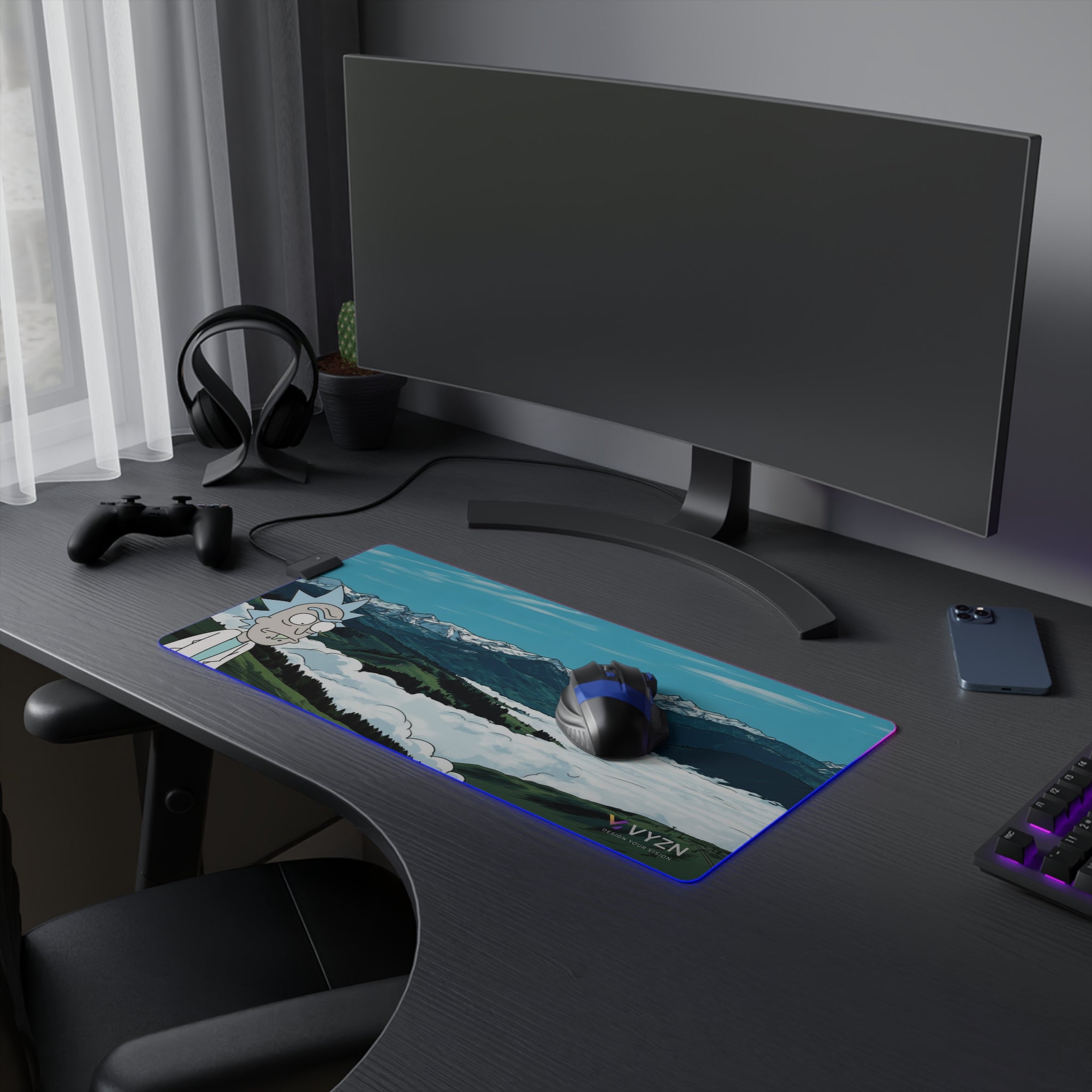 VYZN Design LED Gaming Mouse Pad Black and White