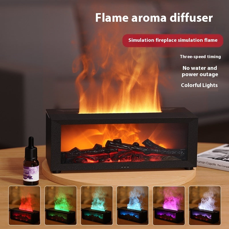 Neue Flammen-Aromatherapie-Maschine Bunter ätherischer Öl-Diffusor für zu Hause Großes Nebelvolumen Flammen-Luftbefeuchter 3D-Feuerstellen-Maschine