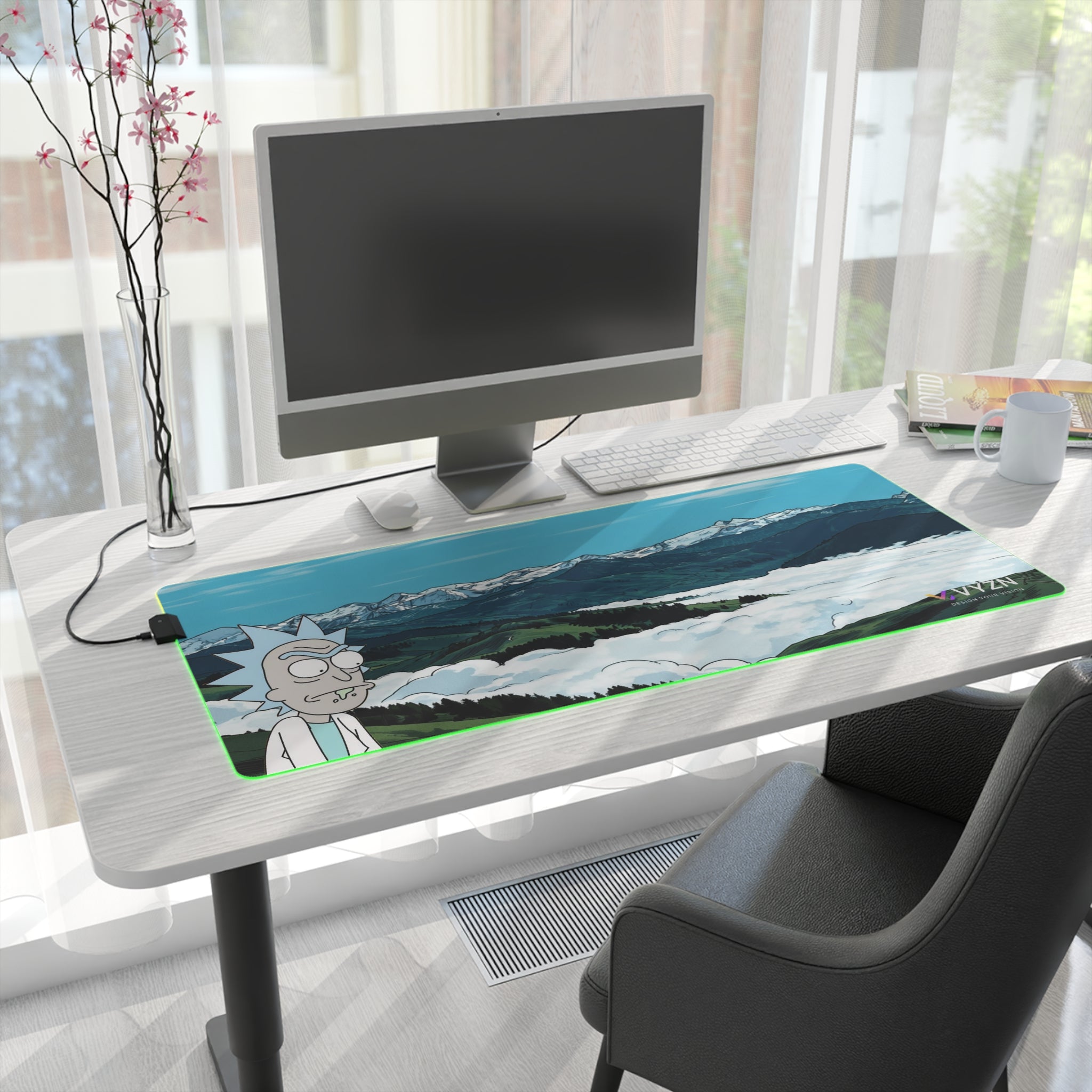 VYZN Design LED Gaming Mouse Pad Black and White