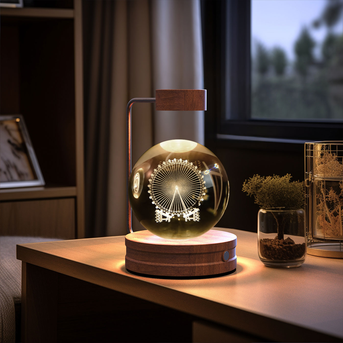Kristallkugel Kosmischer Dinosaurier Indoor Nachtlicht USB Power Warm Licht
