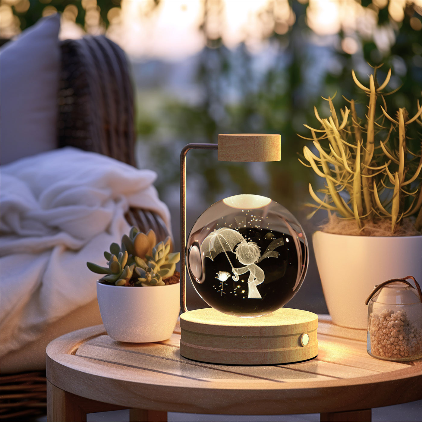 Kristallkugel Kosmischer Dinosaurier Indoor Nachtlicht USB Power Warm Licht