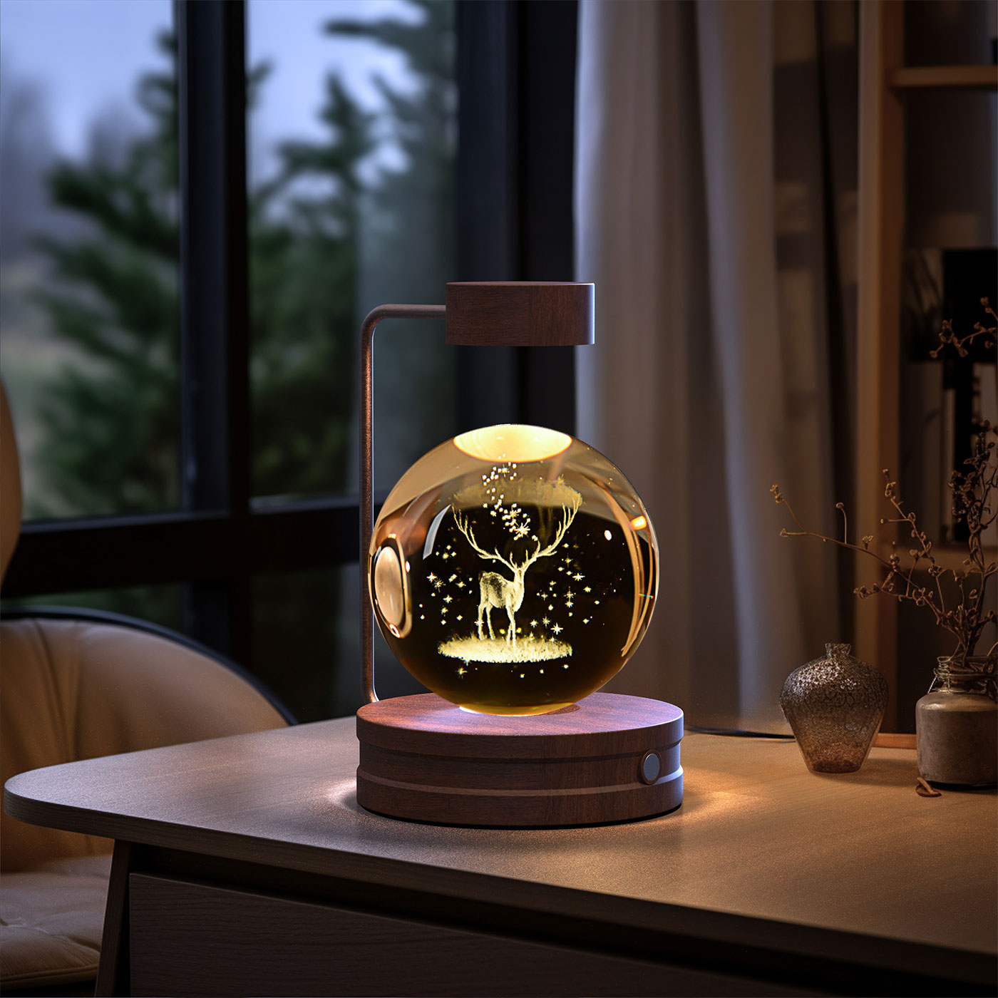 Kristallkugel Kosmischer Dinosaurier Indoor Nachtlicht USB Power Warm Licht