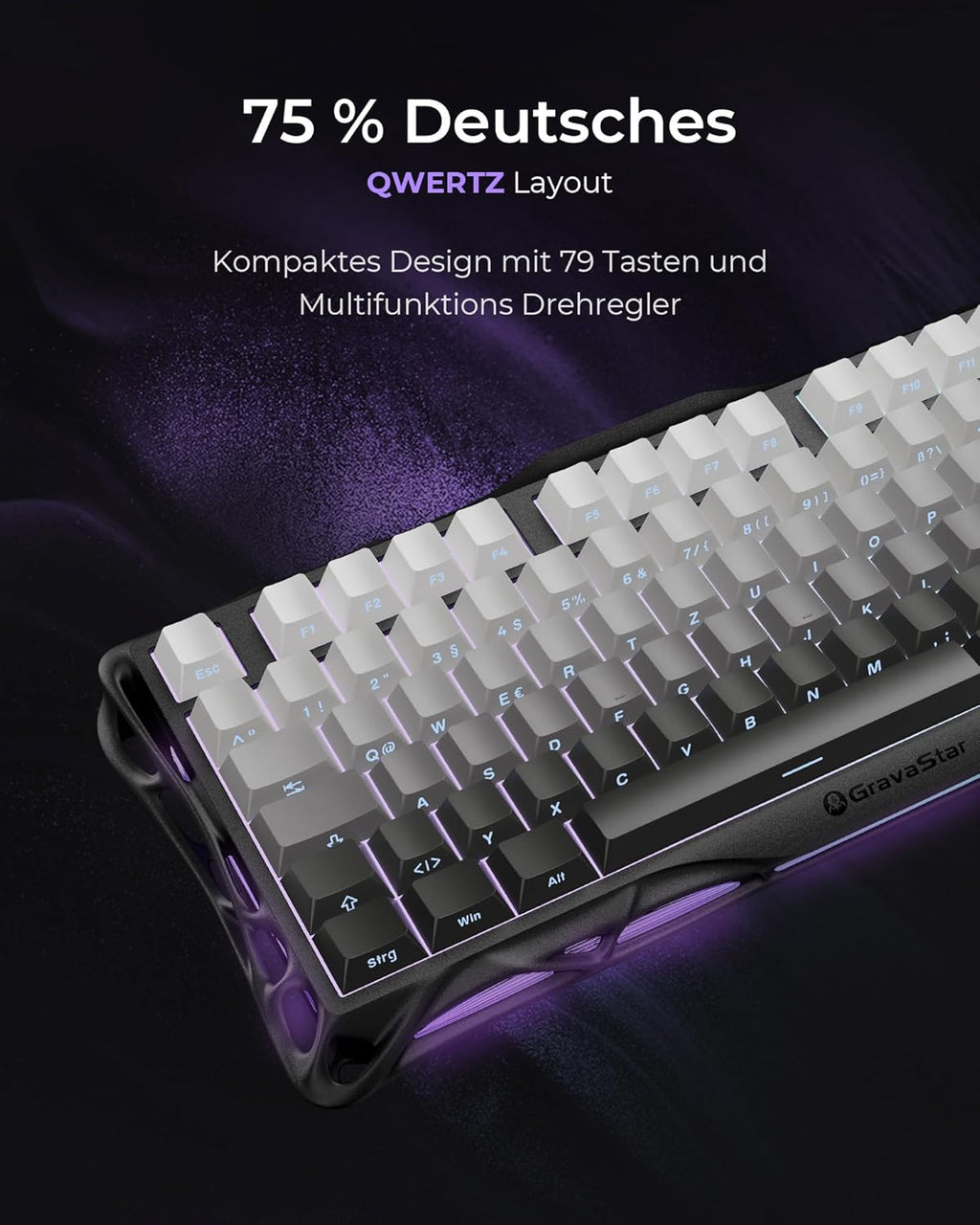 GravaStar Mercury K1 75% Mechanische Gaming Tastatur  Layout (DE)