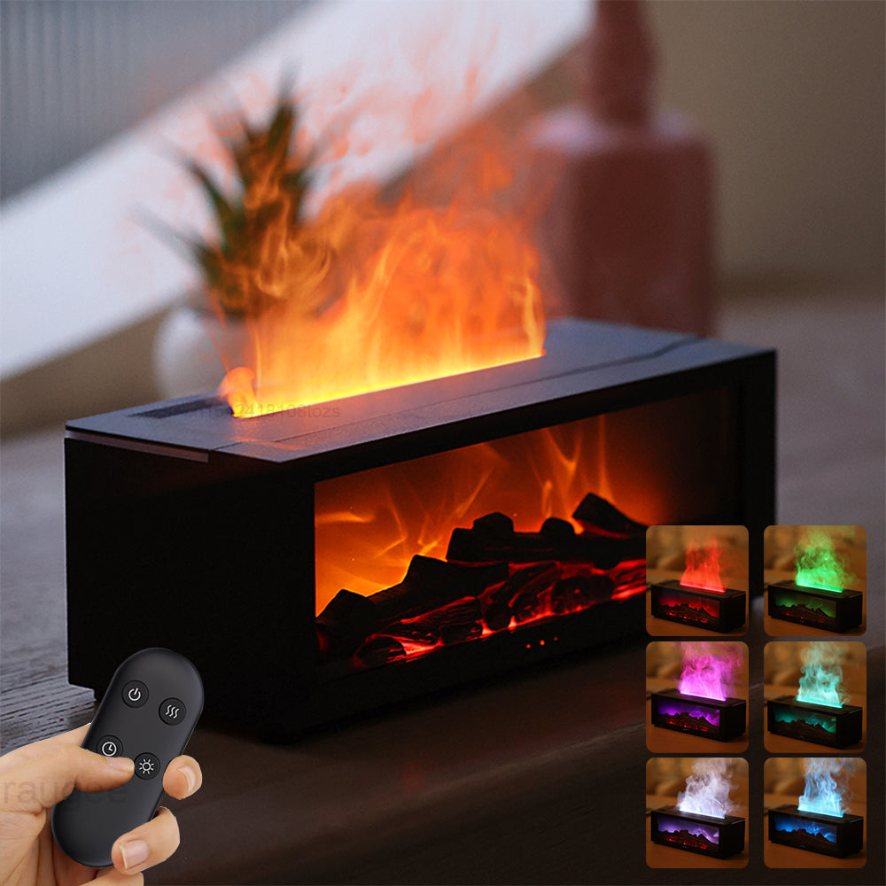 Neue Flammen-Aromatherapie-Maschine Bunter ätherischer Öl-Diffusor für zu Hause Großes Nebelvolumen Flammen-Luftbefeuchter 3D-Feuerstellen-Maschine