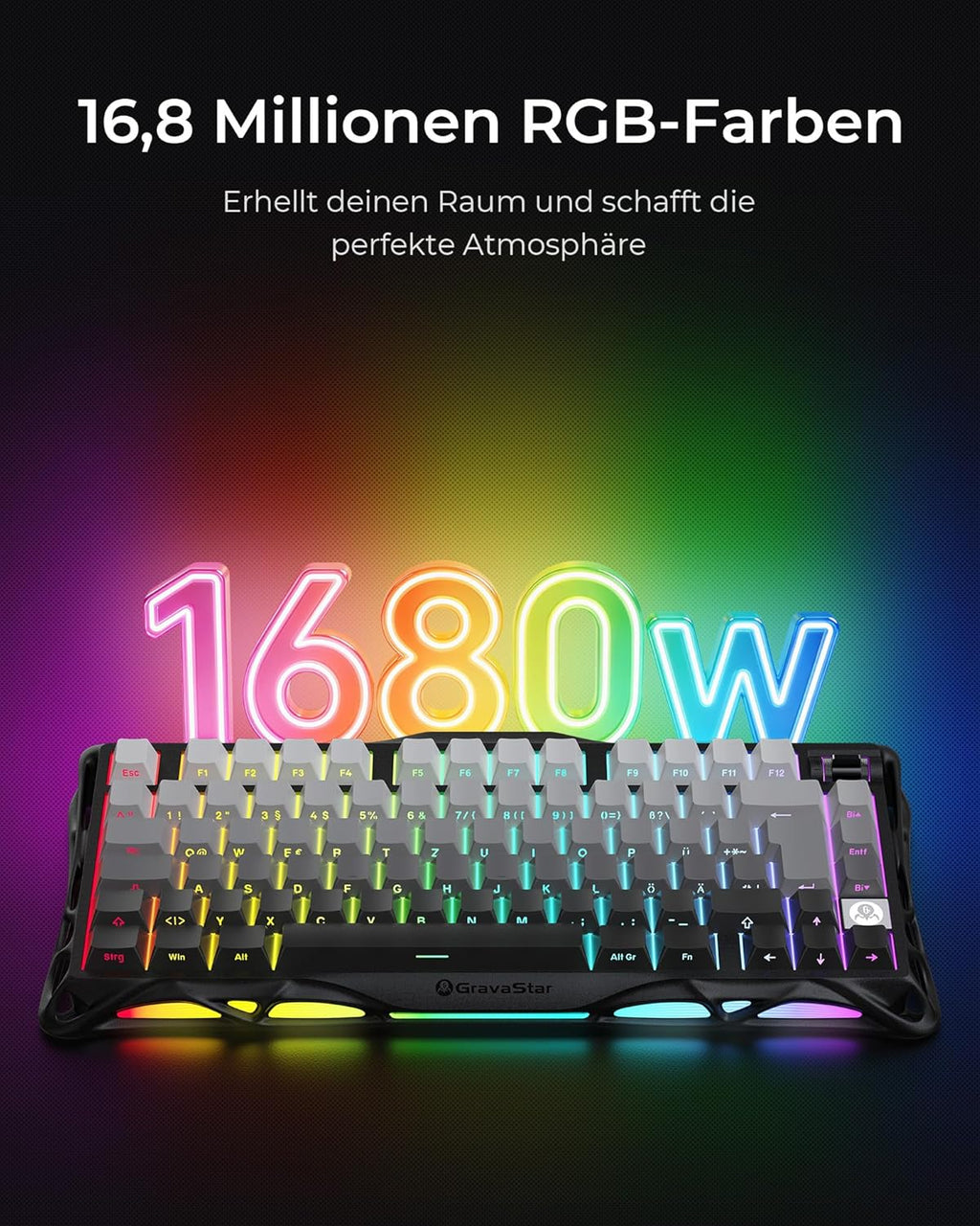 GravaStar Mercury K1 75% Mechanische Gaming Tastatur  Layout (DE)