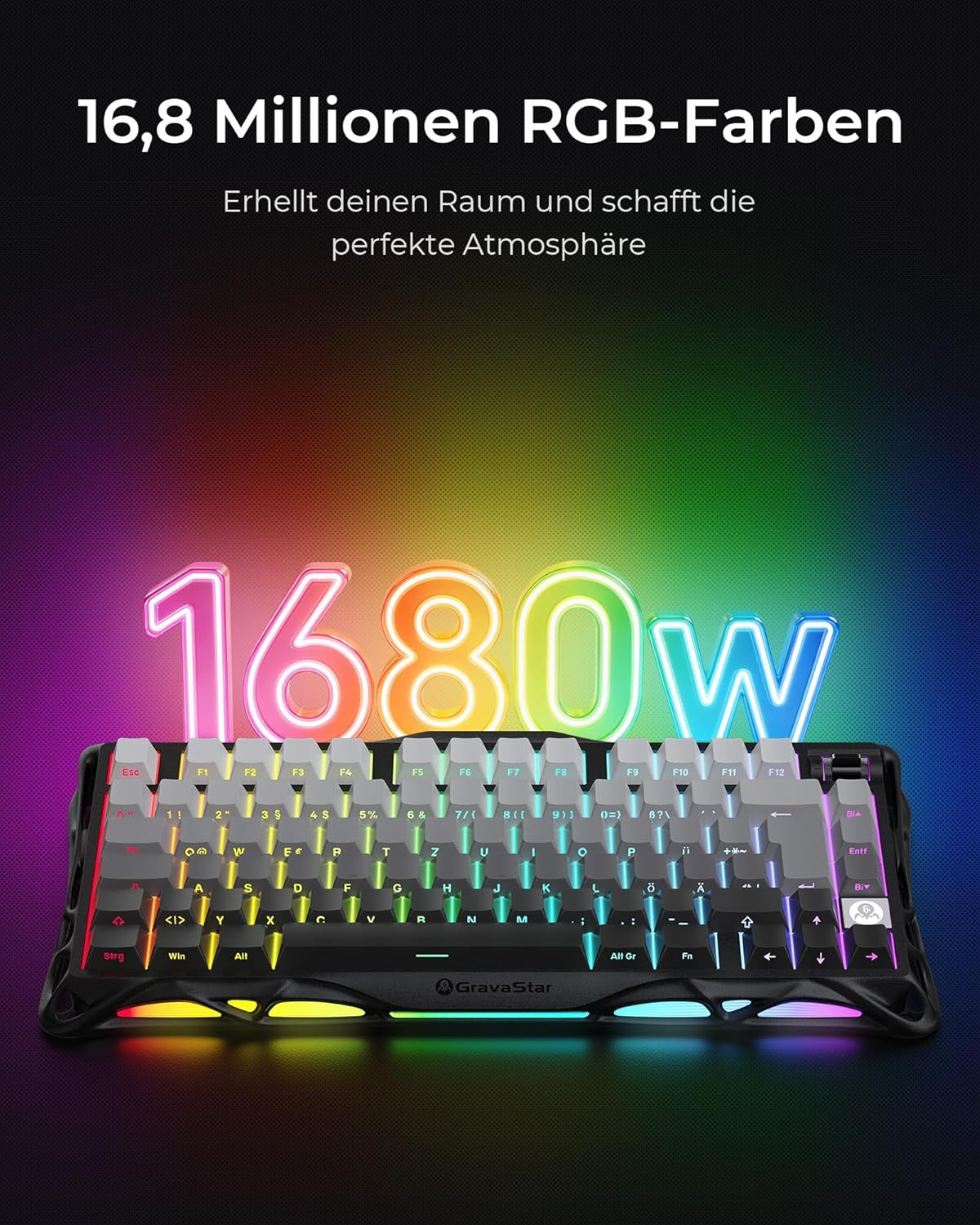 GravaStar Mercury K1 75% Mechanische Gaming Tastatur  Layout (DE)