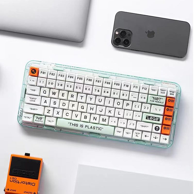 MelGeek Mojo84 Key Transparent Wireless Bluetooth Mechanical Keyboard (US-Layout)