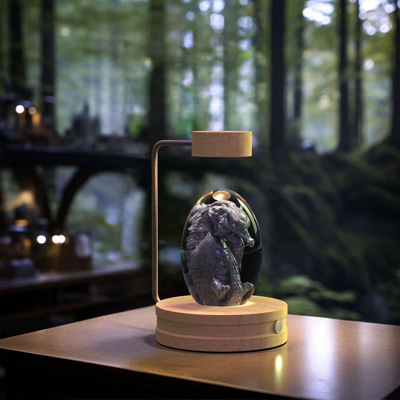 Kristallkugel Kosmischer Dinosaurier Indoor Nachtlicht USB Power Warm Licht