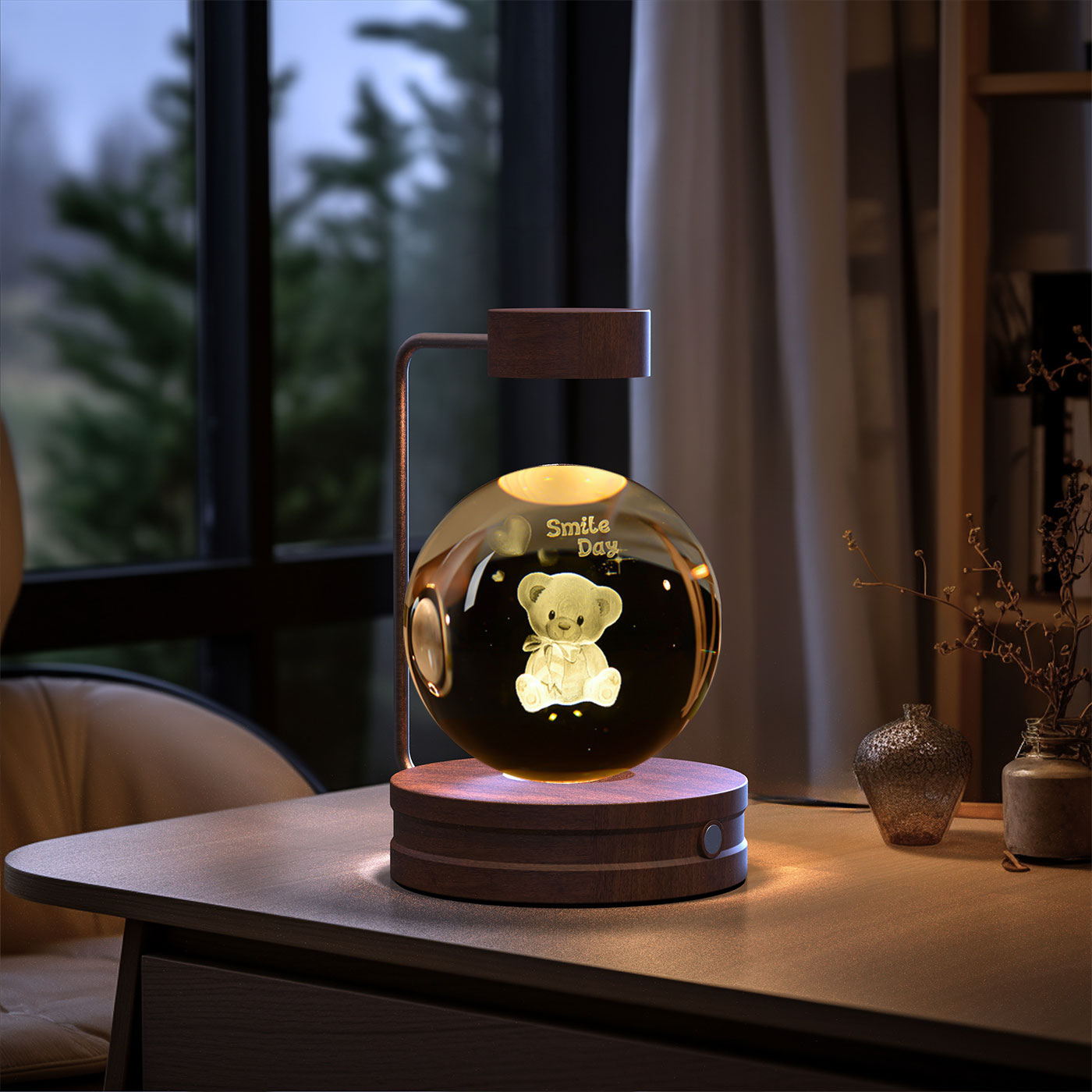 Kristallkugel Kosmischer Dinosaurier Indoor Nachtlicht USB Power Warm Licht