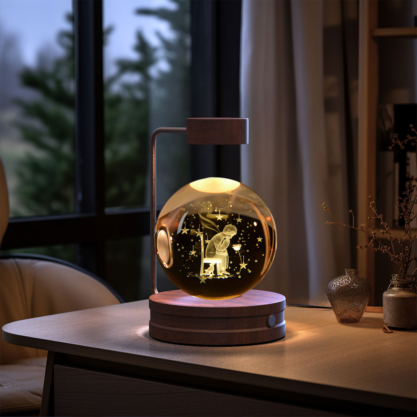 Kristallkugel Kosmischer Dinosaurier Indoor Nachtlicht USB Power Warm Licht