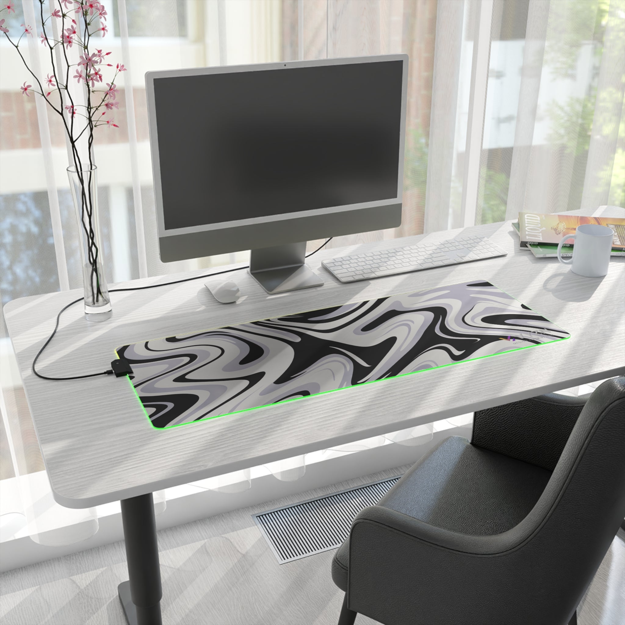 VYZN Design LED Gaming Mouse Pad Black and White