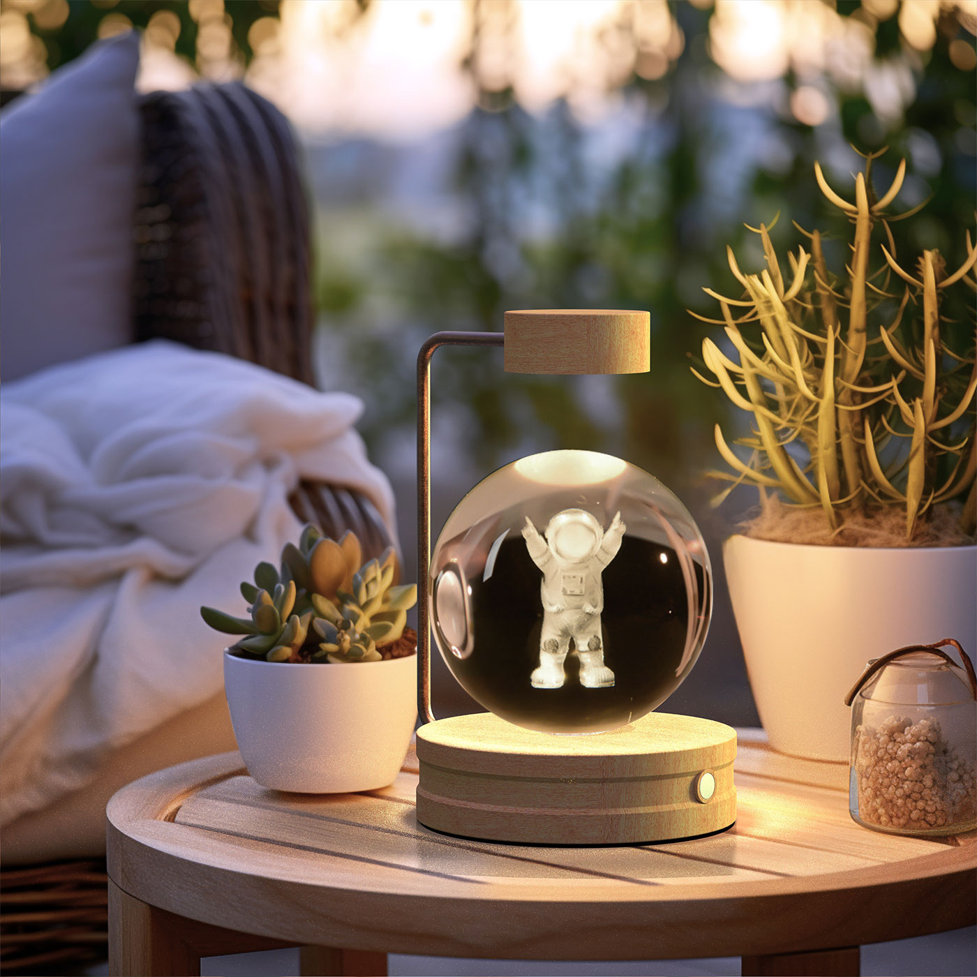 Kristallkugel Kosmischer Dinosaurier Indoor Nachtlicht USB Power Warm Licht