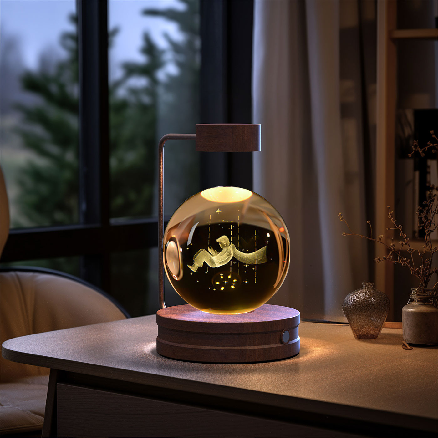 Kristallkugel Kosmischer Dinosaurier Indoor Nachtlicht USB Power Warm Licht