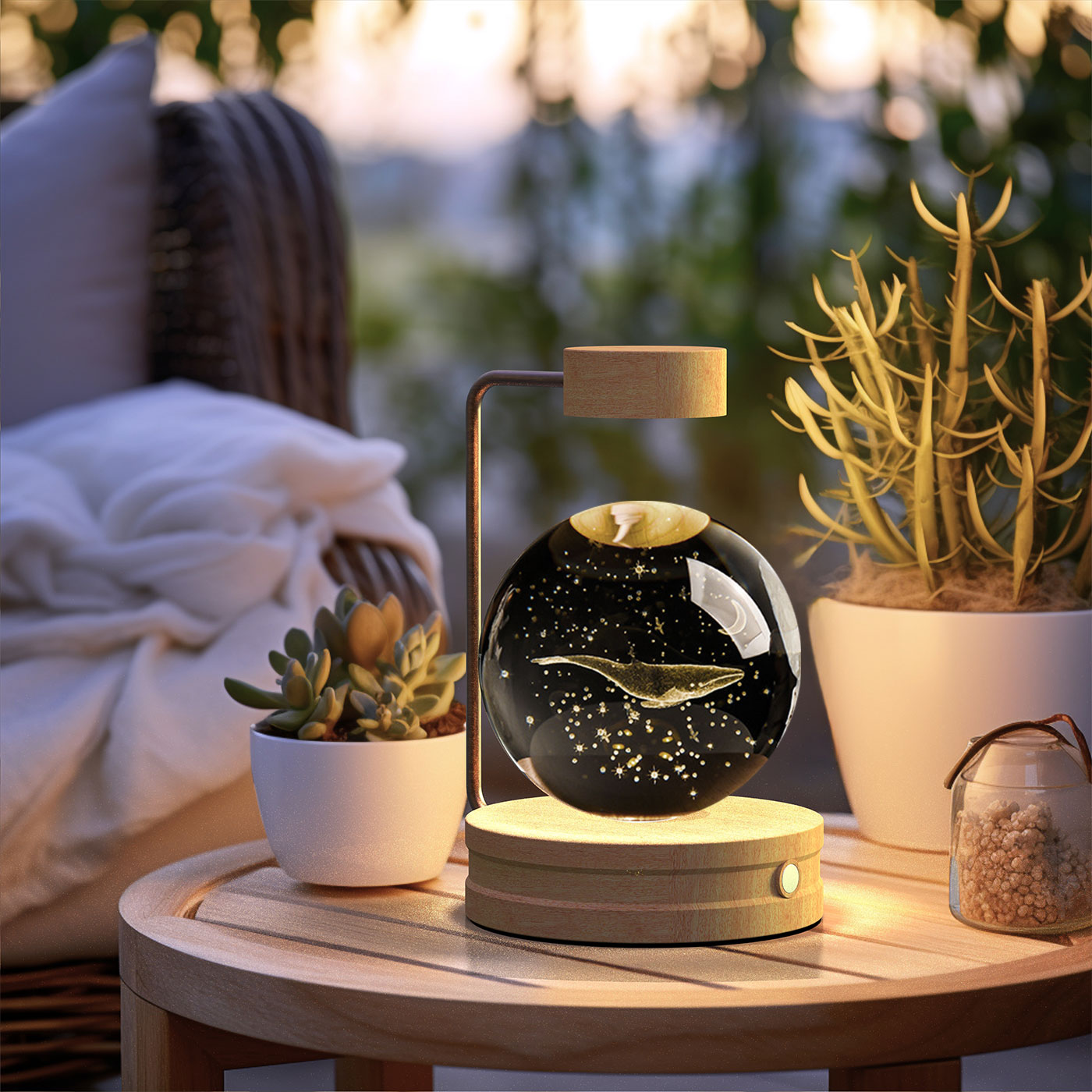 Kristallkugel Kosmischer Dinosaurier Indoor Nachtlicht USB Power Warm Licht