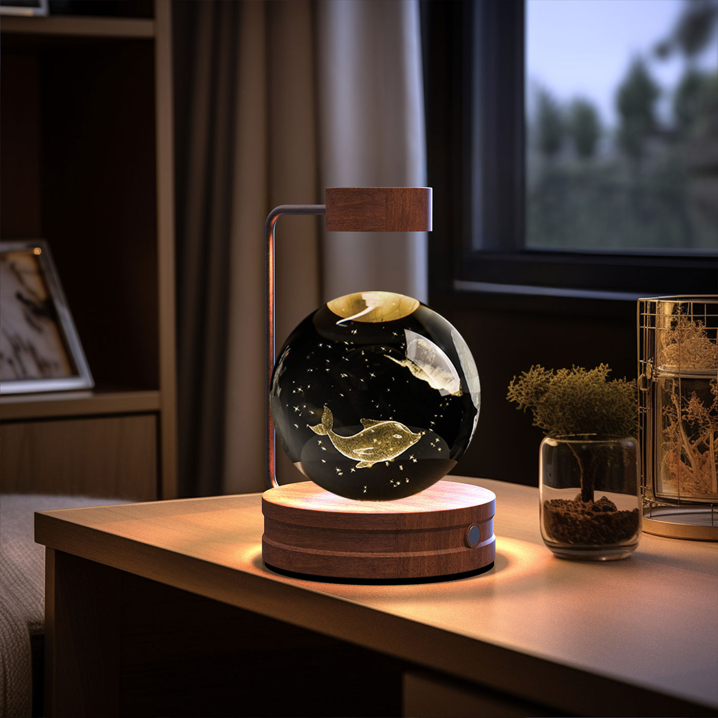 Kristallkugel Kosmischer Dinosaurier Indoor Nachtlicht USB Power Warm Licht