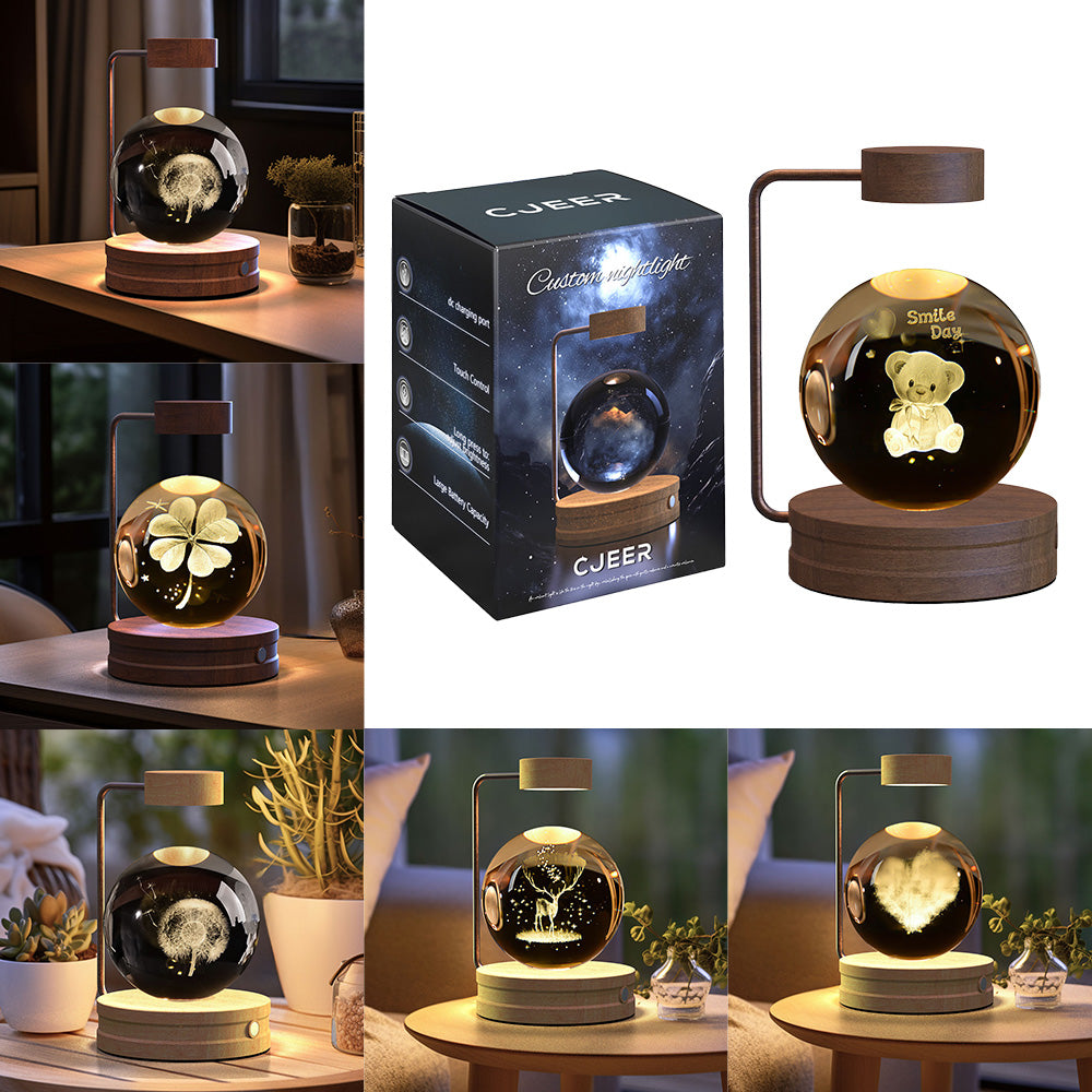 Kristallkugel Kosmischer Dinosaurier Indoor Nachtlicht USB Power Warm Licht