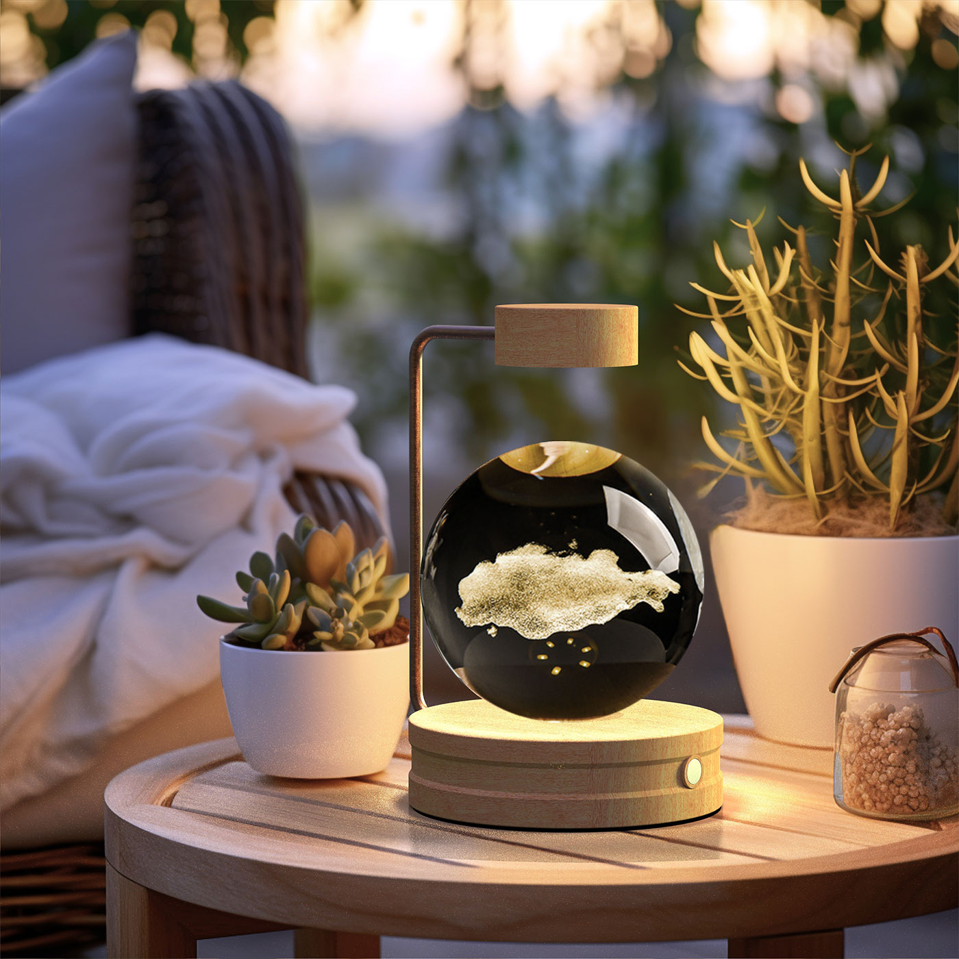 Kristallkugel Kosmischer Dinosaurier Indoor Nachtlicht USB Power Warm Licht